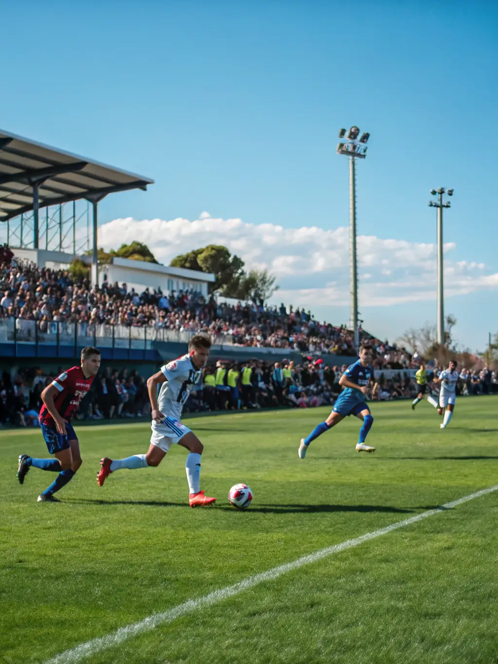 A dynamic shot of a football match organized by EMG ESPOIR MARITIME GRANDCOPAIS, highlighting the competitive spirit and athletic skills of the participants.
