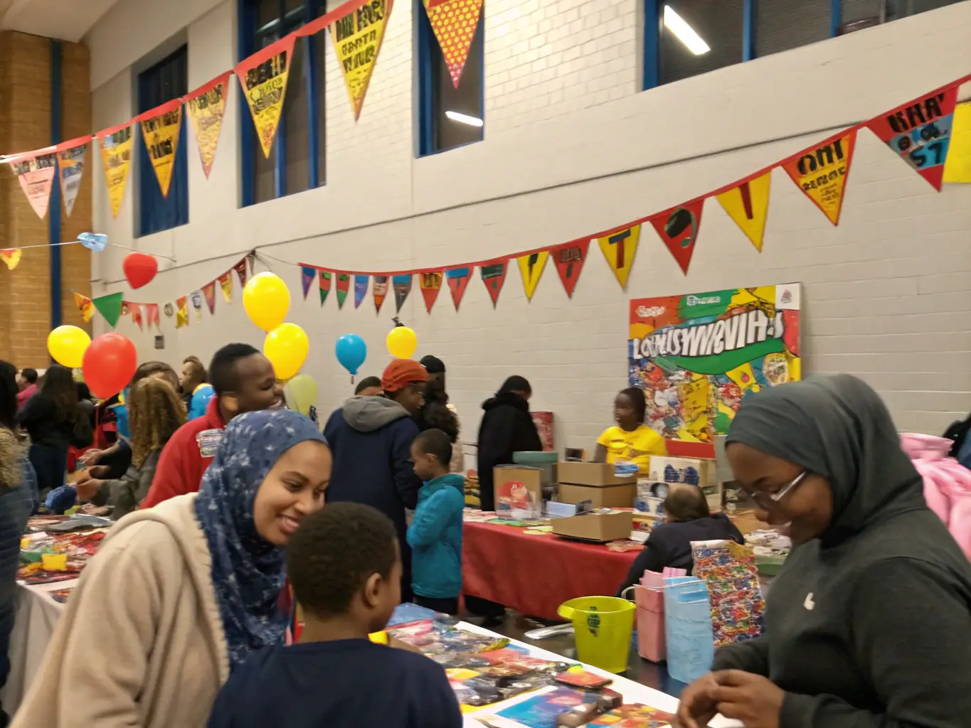 A heartwarming image of community members participating in a football-themed event, such as a charity match or a family fun day, highlighting the organization's commitment to social engagement.
