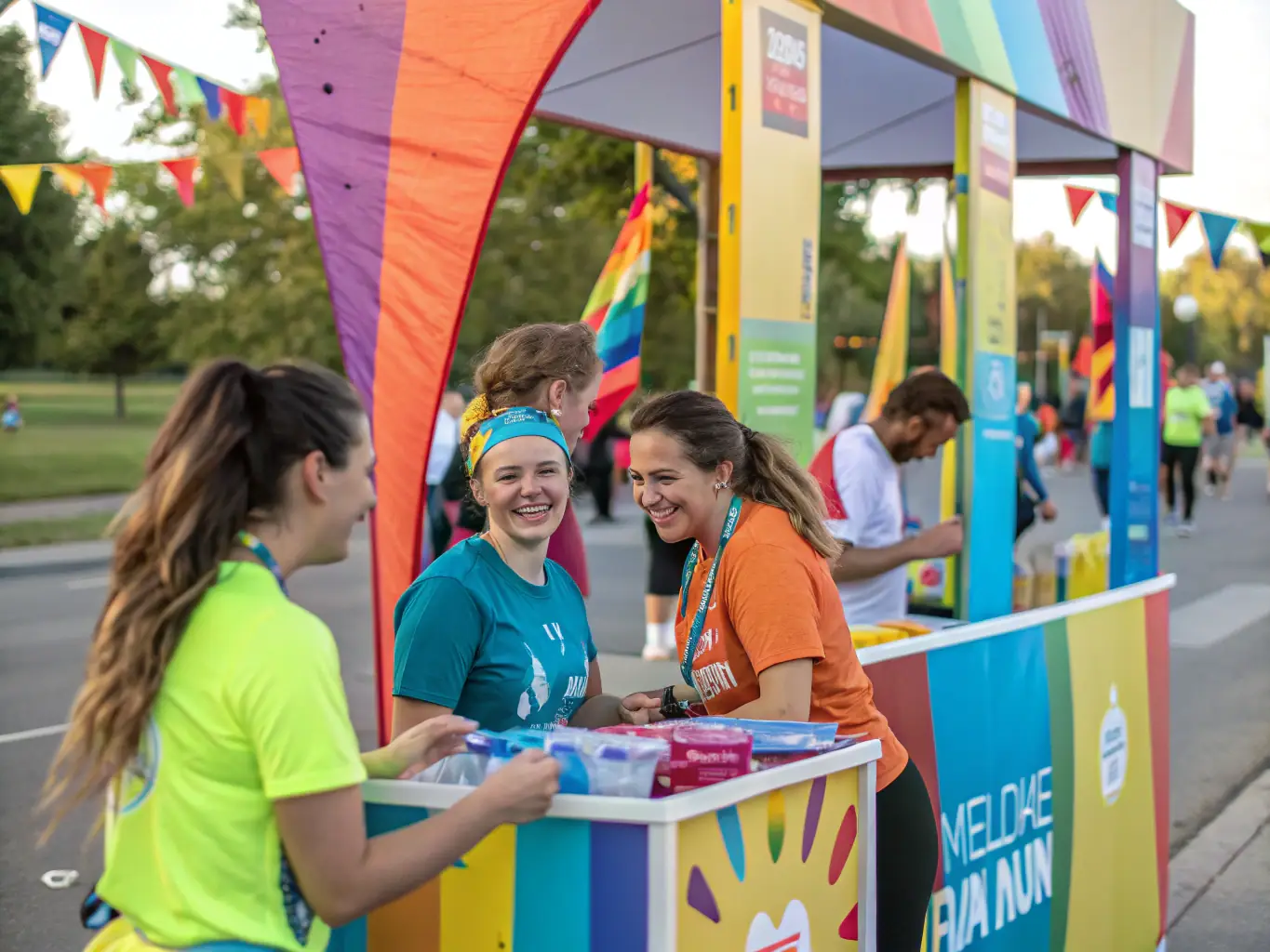 An image of volunteers organizing a football-related community event, highlighting the organization's commitment to social engagement.