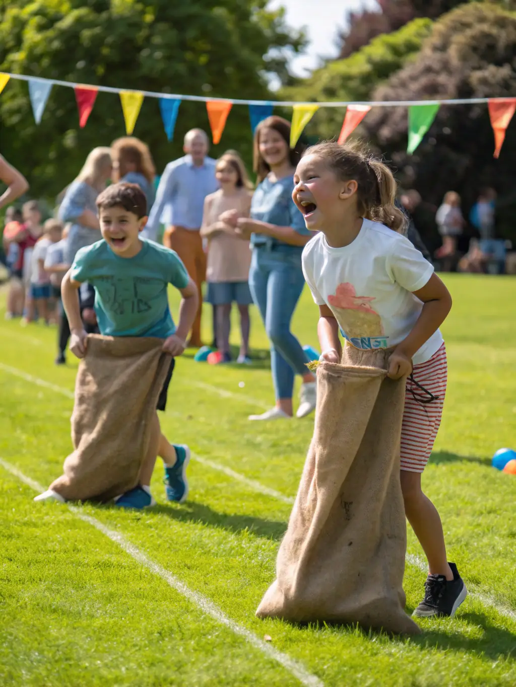 An image depicting a community event organized by EMG ESPOIR MARITIME GRANDCOPAIS, featuring families and local residents enjoying football-related activities and games.